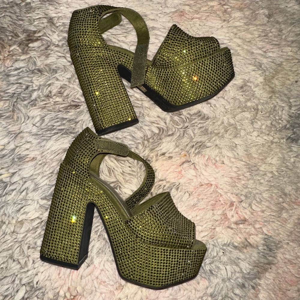 Jeffrey Campbell Candice green rhinestones platforms